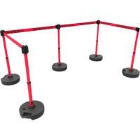 PLUS Barrier Post Set X5, Plastic, 42" H, Red Tape, 15' Tape Length OSI Industrial Sales