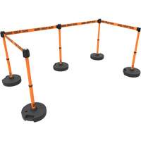 PLUS Barrier Post Set X5, Plastic, 42" H, Orange Tape, 15' Tape Length OSI Industrial Sales