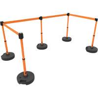 PLUS Barrier Post Set X5, Plastic, 42" H, Orange Tape, 15' Tape Length OSI Industrial Sales