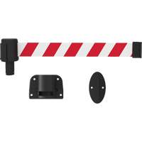 PLUS Wall Mount Barrier System, Plastic, Screw Mount, 15', Red and White Tape OSI Industrial Sales