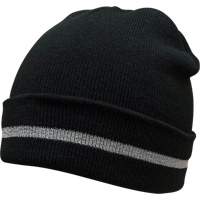 Knit Hat with Silver Reflective Stripe, One Size, Black OSI Industrial Sales