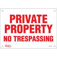 "Private Property" Sign, 7" x 10", Plastic, English OSI Industrial Sales