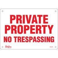 "Private Property" Sign, 7" x 10", Aluminum, English OSI Industrial Sales