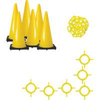 Traffic Cone & Chain Kit, 28", Yellow OSI Industrial Sales