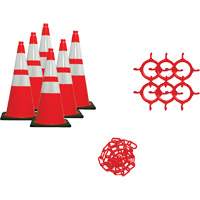Traffic Cone & Chain Kit, 28", Orange, 4" & 6" Reflective Collar(s) OSI Industrial Sales