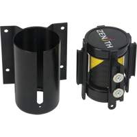 Barri&egrave;re &agrave; fixation murale avec ruban magn&eacute;tique, Acier, Fixation par vis, 7', Ruban Noir et jaune OSI Industrial Sales