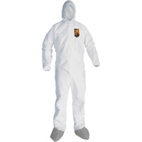 Combinaison de protection contre les liquides et les particules A45 KleenGuard avec sabot antid&eacute;rapant, Grand, Gris/Blanc, Micropore OSI Industrial Sales