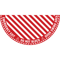 Signalisation au sol ?Emergency Exit? (sortie de secours) pour porte battante en demi-cercle, Adh&eacute;sif, Anglais avec pictogramme OSI Industrial Sales