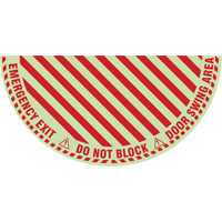 Signalisation au sol ?Emergency Exit? (sortie de secours) pour porte battante en demi-cercle, Adh&eacute;sif, Anglais avec pictogramme OSI Industrial Sales