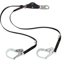 Anti-Corrosion Energy Absorbing Lanyard, 6', Rebar Hook Center, Snap Hook Leg Ends, Polyester OSI Industrial Sales