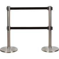 Dual Belt Crowd Control Barrier, Steel, 35" H, Black Tape, 7' Tape Length OSI Industrial Sales