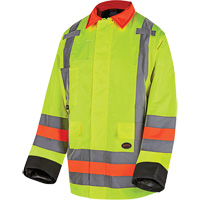 6040 Veste de contr&ocirc;le de la circulation pour l'hiver qu&eacute;b&eacute;cois, Polyester, Jaune lime haute visibilit&eacute;, T-petit OSI Industrial Sales