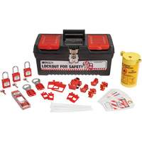 Electrical Lockout Tagout Kit with Nylon Safety Lockout Padlocks in Toolbox, Electrical Kit, 33 Components OSI Industrial Sales