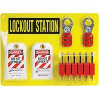 Lockout Board with Keyed Different Nylon Safety Lockout Padlocks, Plastic Padlocks, 6 Padlock Capacity, Padlocks Included OSI Industrial Sales