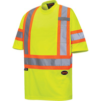 6971 Bird's-Eye Safety T-Shirt, Polyester, X-Small, High Visibility Lime-Yellow OSI Industrial Sales