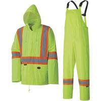 5599 Lightweight Waterproof Rain Suit, Polyester/PVC, X-Small, High Visibility Lime-Yellow OSI Industrial Sales