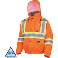 5032 Waterproof Winter Quilted Safety Bomber Jacket, Polyester, High Visibility Orange, Small OSI Industrial Sales
