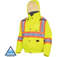 5033 Waterproof Winter Quilted Safety Bomber Jacket, Polyester, High Visibility Lime-Yellow, Small OSI Industrial Sales