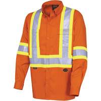 4441 Ultra-Cool Long-Sleeved Safety Shirt, Cotton, Small, High Visibility Orange OSI Industrial Sales