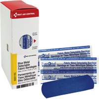 Fabric Blue Detectable Bandages, Rectangular/Square, 1", Fabric Metal Detectable, Sterile OSI Industrial Sales