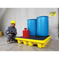 Ultra-Spill Pallet emboitable, 4 barils, Capacit&eacute; de d&eacute;versement 66 gal. US, 51" x 51" x 10" OSI Industrial Sales
