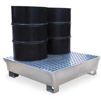 4-Drum Steel Ultra-Spill Pallet&reg;, 68 US gal. Spill Capacity, 49.1" x 47.1" x 10.9" OSI Industrial Sales