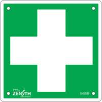 Enseigne premiers soins, 6" x 6", Aluminium, Pictogramme OSI Industrial Sales