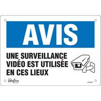 Enseigne  Surveillance vid&eacute;o , 7" x 10", Plastique, Français avec pictogramme OSI Industrial Sales