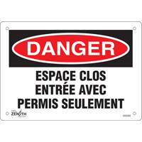 "Espace clos" Sign, 7" x 10", Plastic, French OSI Industrial Sales