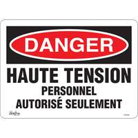 "Haute tension" Sign, 10" x 14", Vinyl, French OSI Industrial Sales