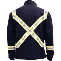 Flame Resistant Striped Full Zip Fleece Jacket, Small, Navy Blue OSI Industrial Sales