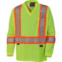 6985 Traffic Micro Mesh Long-Sleeved Safety Shirt, Small, High Visibility Lime-Yellow OSI Industrial Sales