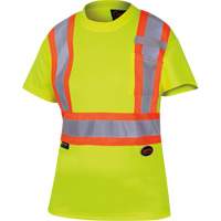 6949 Women's Bird's-Eye Safety T-Shirt, Polyester, X-Small, High Visibility Lime-Yellow OSI Industrial Sales