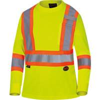 6969 Women's Bird's-Eye Long-Sleeved Safety Shirt, Polyester, X-Small, High Visibility Lime-Yellow OSI Industrial Sales