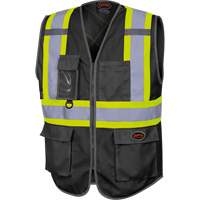 6959BK Tricot High-Visibility Safety Vest with Zipper Closure, Black, X-Small, Polyester OSI Industrial Sales