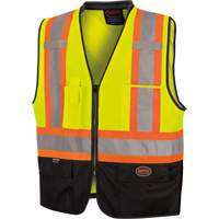 6895 High-Visibility Zip Front Bi-Colour Safety Vest, Black/High Visibility Lime-Yellow, 2X-Large/3X-Large, Polyester OSI Industrial Sales