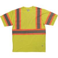 Short Sleeve Safety T-Shirt, Cotton, X-Small, High Visibility Lime-Yellow OSI Industrial Sales