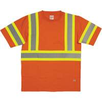 Short Sleeve Safety T-Shirt, Cotton, X-Small, High Visibility Orange OSI Industrial Sales