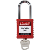 Velocity Lockout Padlock, Red, Keyed Different, Nylon, 1-1/2" Width OSI Industrial Sales