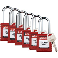 Velocity Lockout Padlocks, Red, Keyed Different, Nylon, 1-1/2" Width OSI Industrial Sales