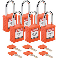 Velocity Lockout Padlocks, Orange, Keyed Different, Nylon, 1-1/2" Width OSI Industrial Sales