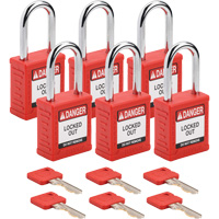 Velocity Lockout Padlocks, Red, Keyed Alike, Nylon, 1-1/2" Width OSI Industrial Sales