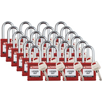 Velocity Lockout Padlocks, Red, Keyed Different, Nylon, 1-1/2" Width OSI Industrial Sales