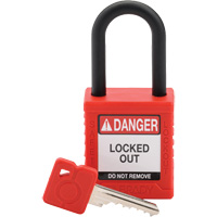 Velocity Safety Lockout Padlock, Red, Keyed Different, Nylon, 1-1/2" Width OSI Industrial Sales