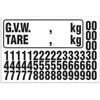 Trousse de num&eacute;rotation de la masse brute du v&eacute;hicule (MBV) pour camion, Num&eacute;ros/lettres/ponctuation assortis, Noir OSI Industrial Sales