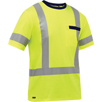 Chemise &agrave; manches courtes et X au dos Bisley, Poly-coton, Petit, Jaune lime haute visibilit&eacute; OSI Industrial Sales