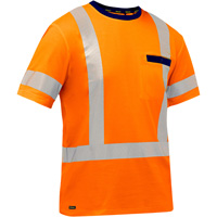 Chemise &agrave; manches courtes et X au dos Bisley, Poly-coton, Petit, Orange haute visibilit&eacute; OSI Industrial Sales