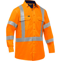 Chemise de travail &agrave; manches longues et X au dos Bisley avec X-Airflow, Poly-coton, Petit, Orange haute visibilit&eacute; OSI Industrial Sales