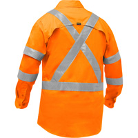 Chemise de travail &agrave; manches longues et X au dos Bisley avec X-Airflow, Poly-coton, Petit, Orange haute visibilit&eacute; OSI Industrial Sales