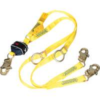 Twin-Leg Tie-Back Web Shock-Absorbing Lanyard, 6', Snap Hook Center, Snap Hook Leg Ends, Polyester OSI Industrial Sales